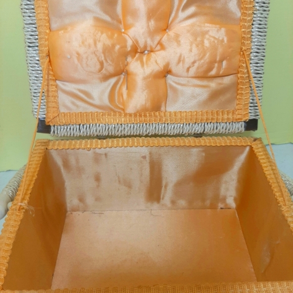 Vintage Acrylic Weave with Tapestry Sewing Basket. - Picture 2 of 8